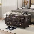 Vintage Faux Leather Ottoman Bench V73058