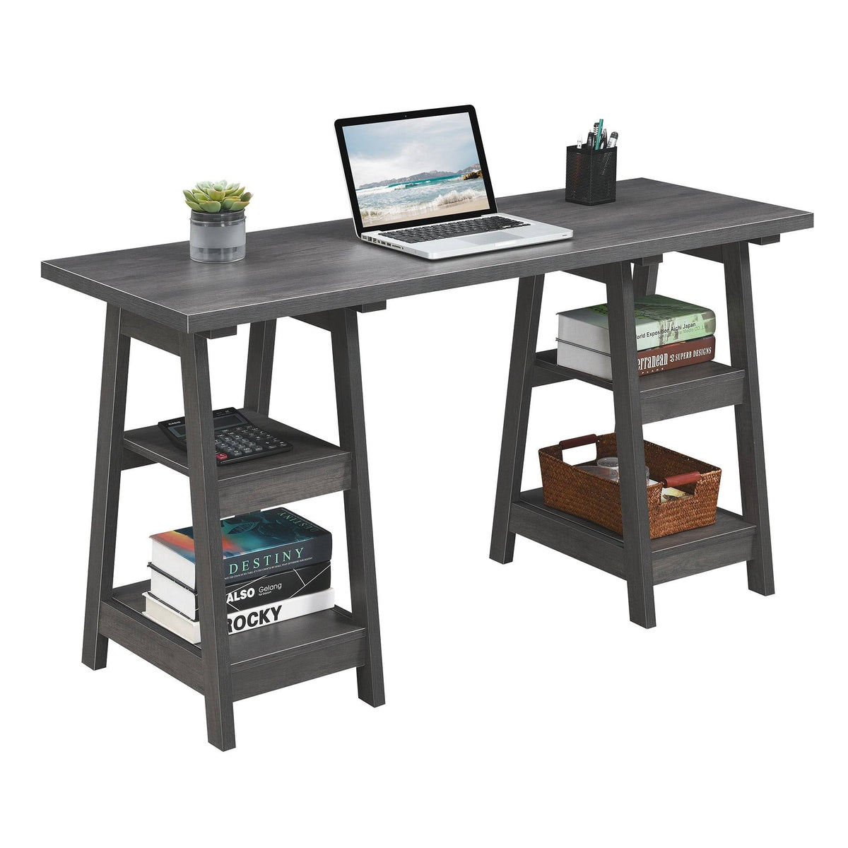 Pink Double Trestle Desk K9871