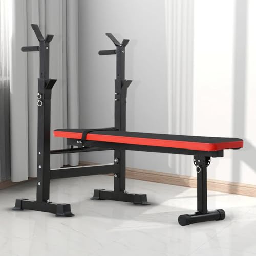 Adjustable Weight Bench with Squat Rack 660lbs Foldable Y13677