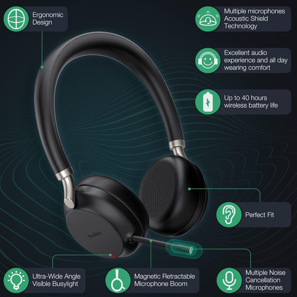 Black Bluetooth Wireless Headset with Microphone W61686