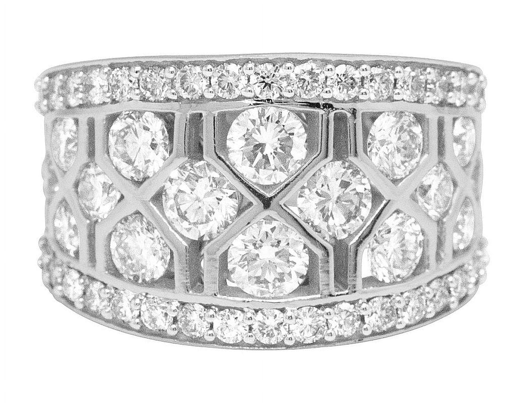 Geometric Mesh Diamond Band Ring F523918