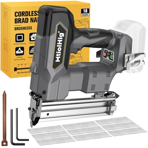 Cordless 18GA Brad Nailer, 18 Gauge Nail Gun, Brushless, 2 Mode, 5/8 to 1-1/4 Inch, Tool Only S25538