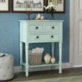 Retro Blue Narrow Console Table with 3 Drawers and Shelf L73282