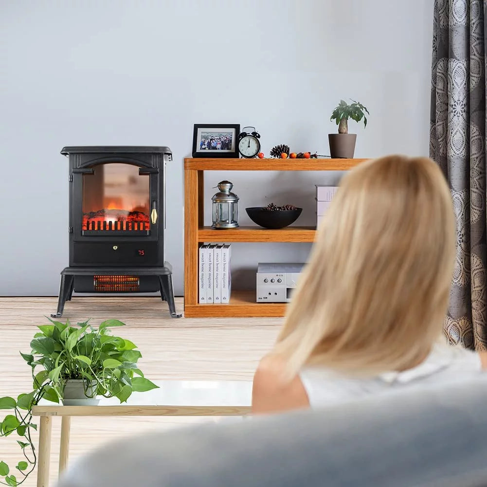 22.4" Freestanding Portable Infrared Fireplace Heater Stove with Remote, 1000W/1500W O980