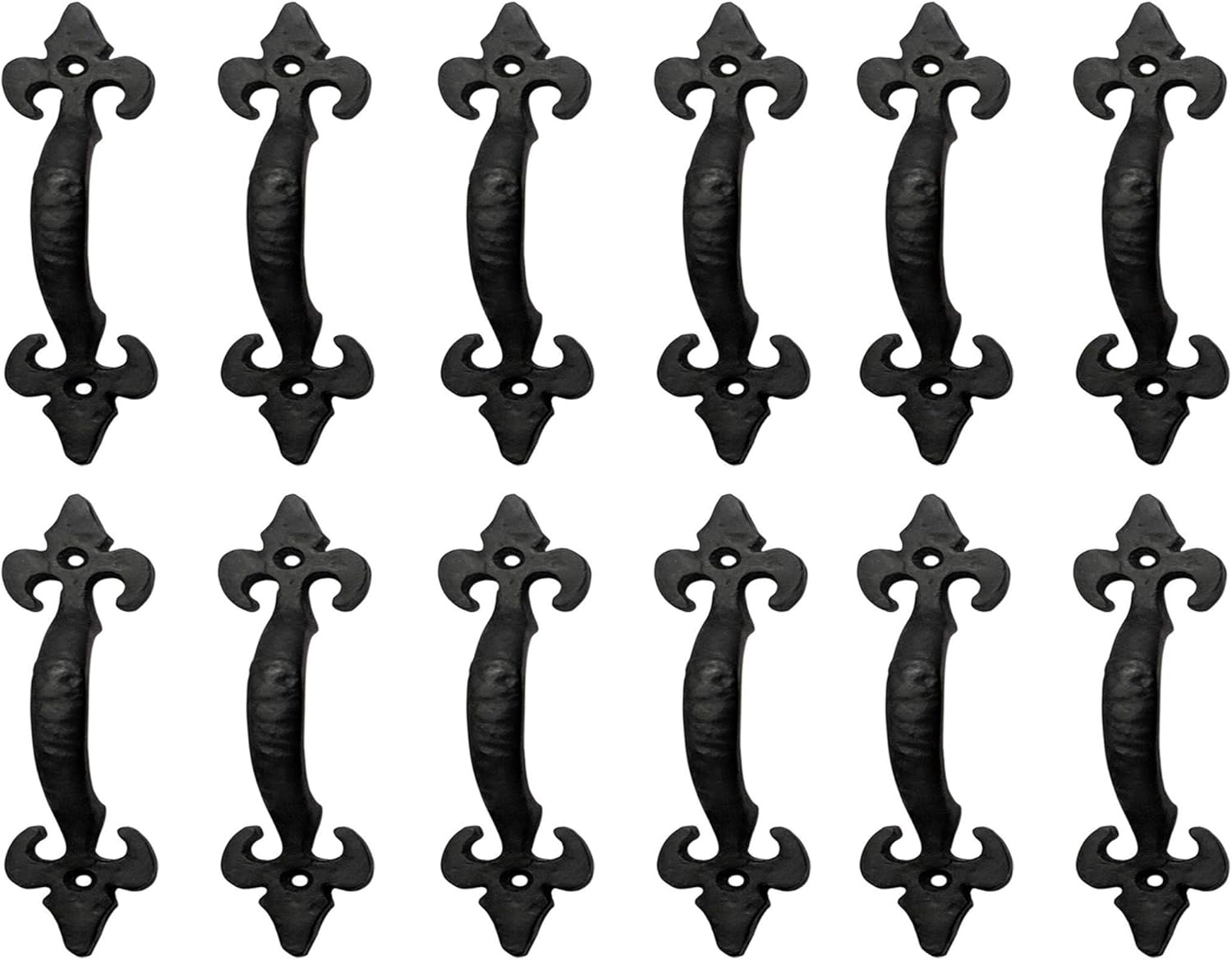 Antique Cast Iron Cabinet Pull Handles, 6.1 x 12 Pack, Matte Black O423