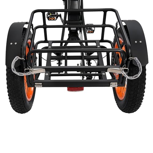 Electric Tricycle, Fat Tire 750W 48V 22.4AH Removable Battery, 7 Speeds 3 Wheel Electric Trike with Basket F6590