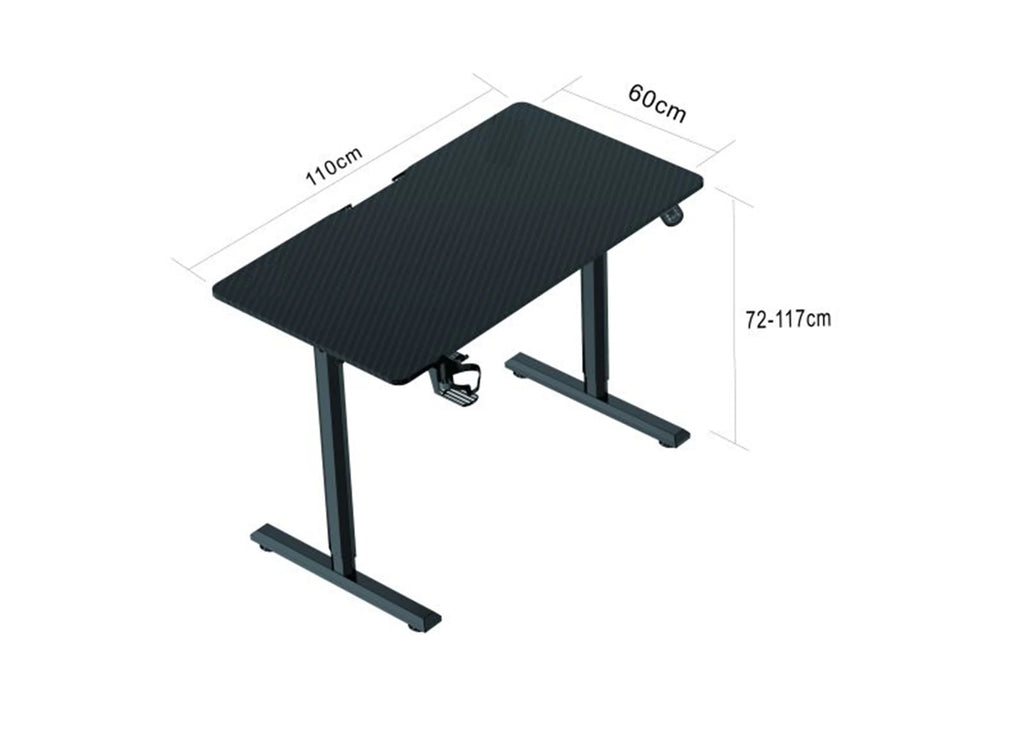 Electric Standing Desk, 110 x 60 cm Steel Adjustable Height Desk, Black L123