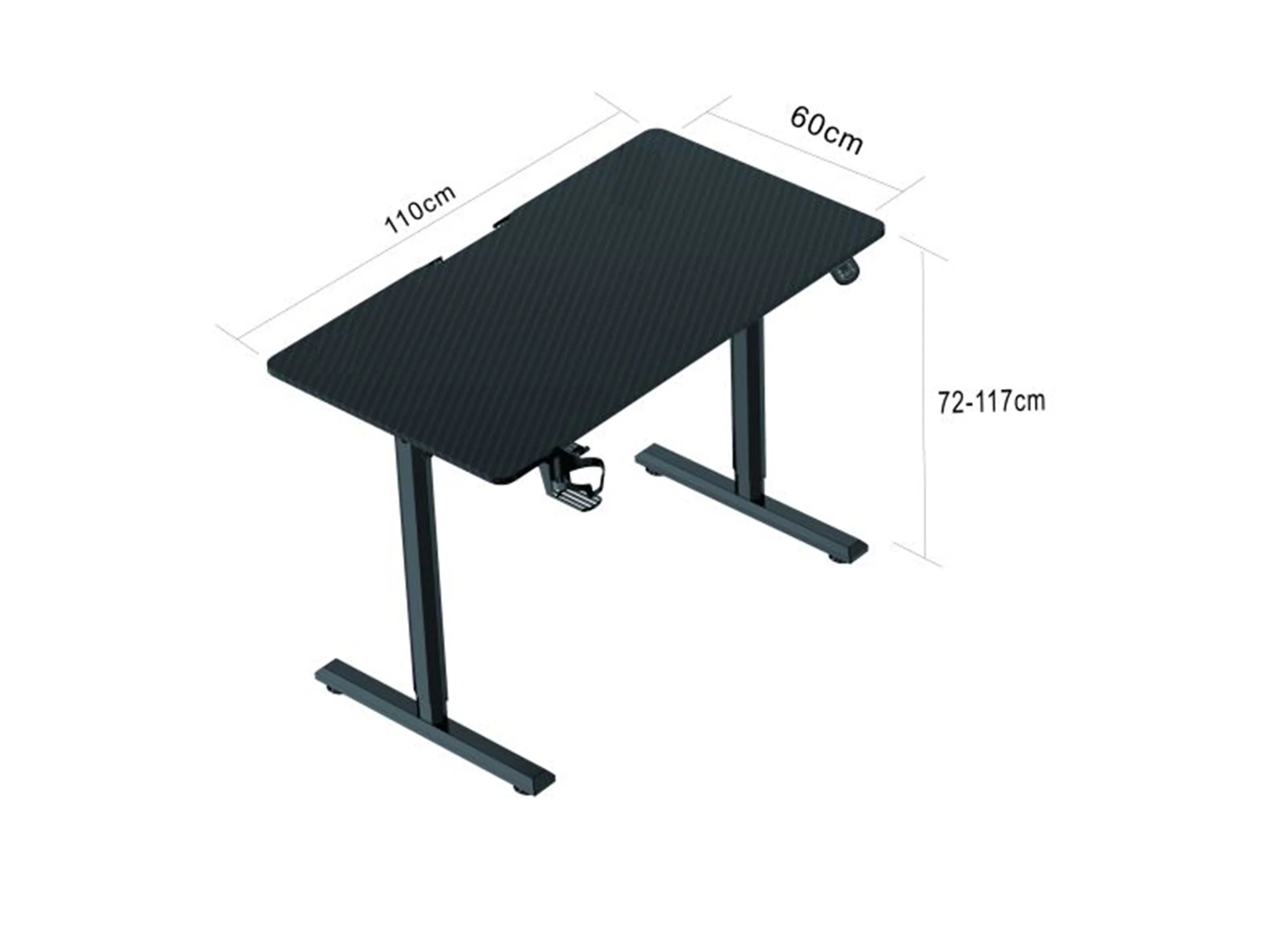 Electric Standing Desk, 110 x 60 cm Steel Adjustable Height Desk, Black L123