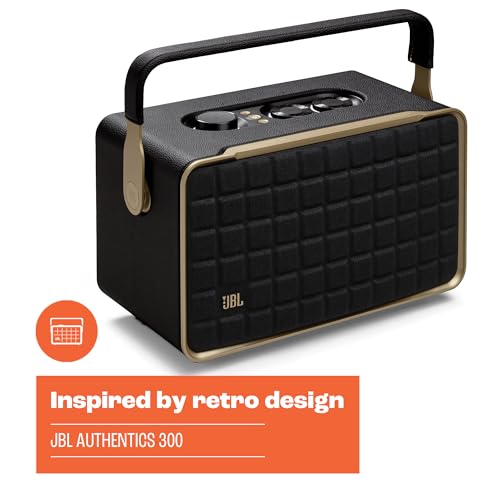 Retro Style Smart Home Speaker with Wi-Fi, Bluetooth and Voice Assistants (Black/Gold) B696344