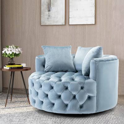 Silver Grey Fabric Swivel Accent Chair I39385
