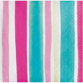 288 3-Ply Pink Blue Yellow Tropical Stripes Beverage Napkins H5604