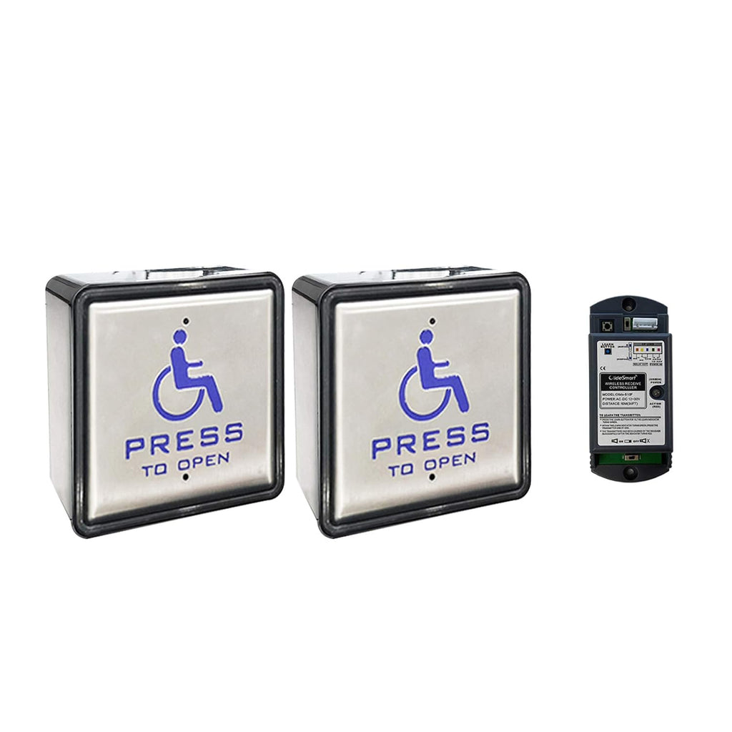 Wireless Push Switch with 2pcs Square 4.5'' Push Panels and 1pcs 2.4G Receiver P47629