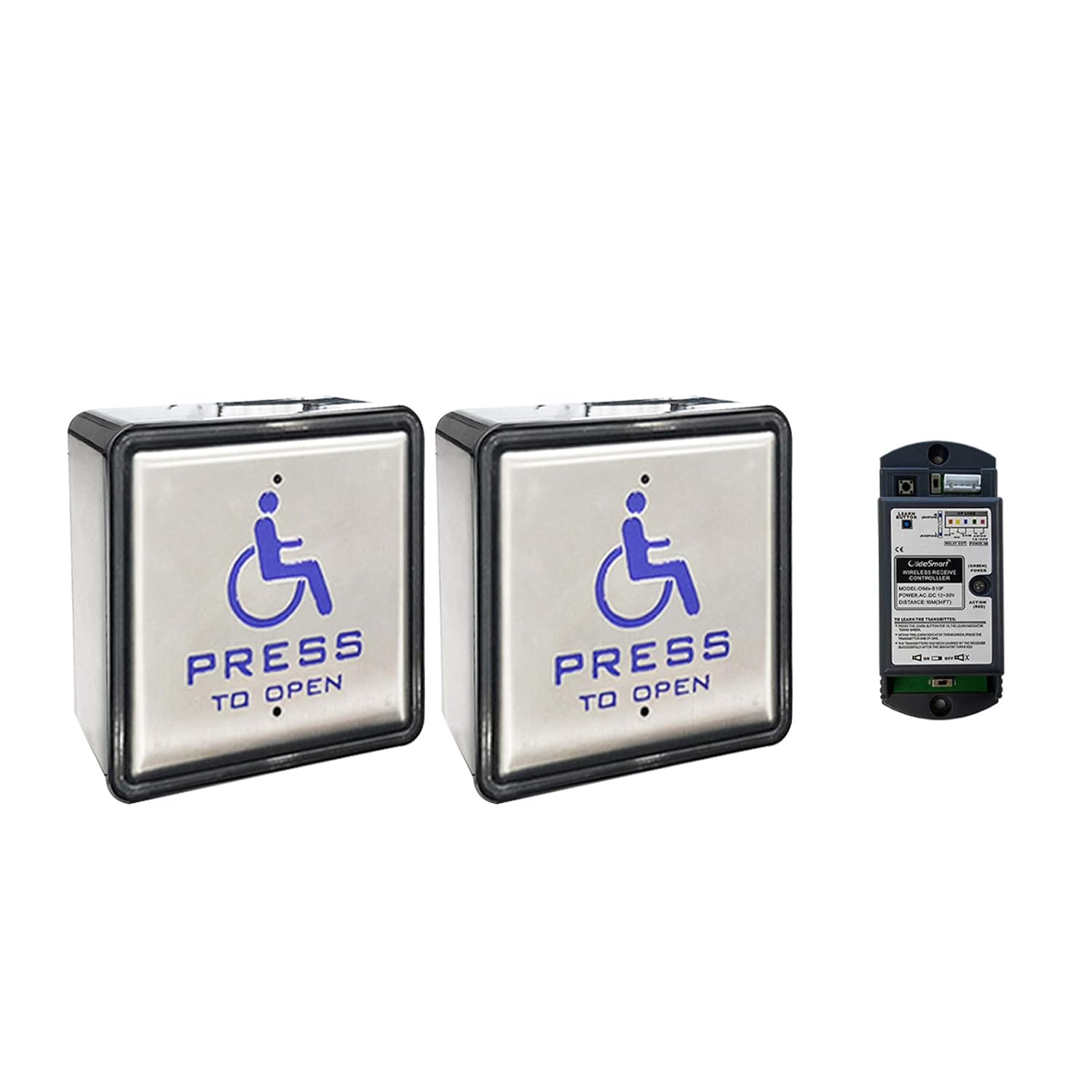 Wireless Push Switch with 2pcs Square 4.5'' Push Panels and 1pcs 2.4G Receiver P47629