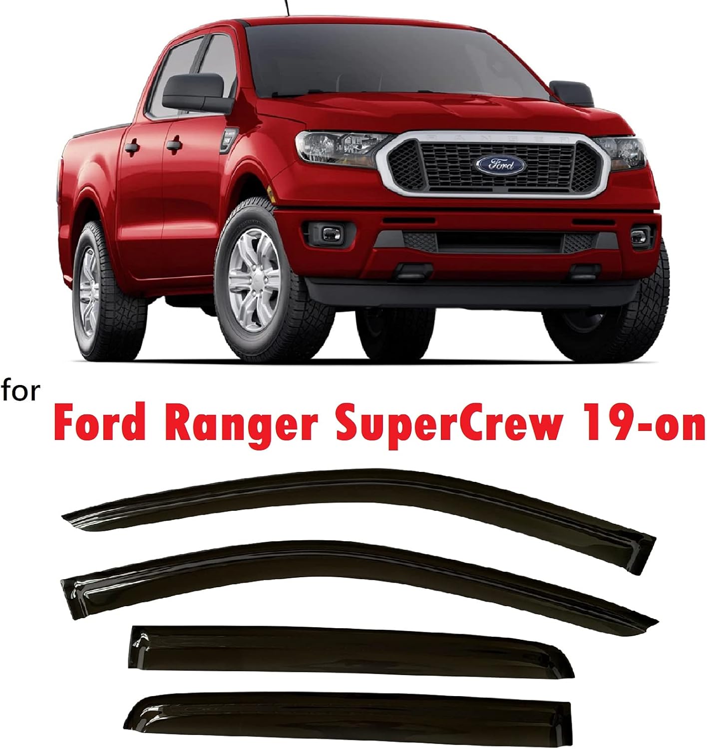 Smoke Tinted Tape-On Side Window Vent Visor Deflectors Rain Guards Pack of 2 N96335