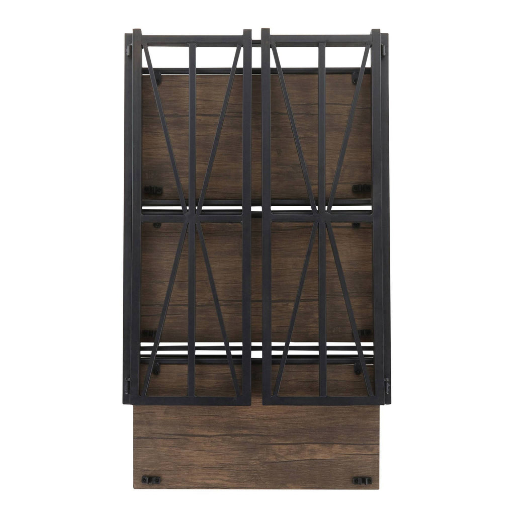 Brown Wood Black Metal Bookcase A980887