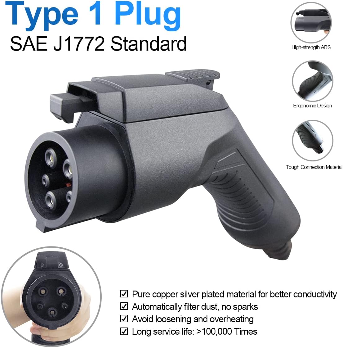 Level 2 EV Charger, 220V 32 Amp 7.68kW, Type 1 & NEMA 14-50 Plug, 25ft Cable H942