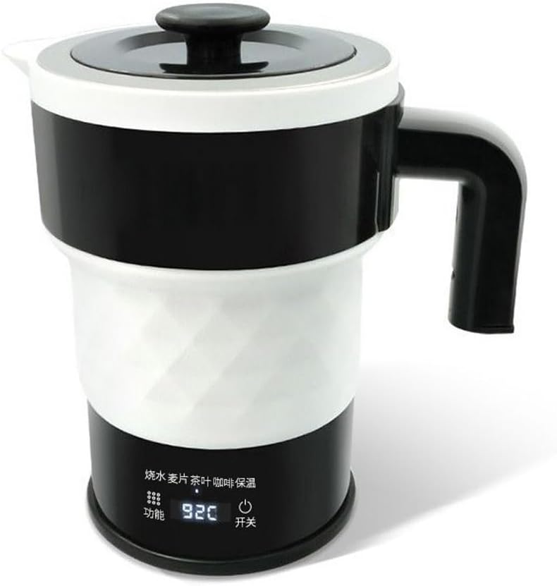 Travel Foldable Electric Kettle Portable Silicone Collapsible Kettle with LED Digital Display Food Grade Silicone BPA Free Boil Dry Protection 0.6L Z18695