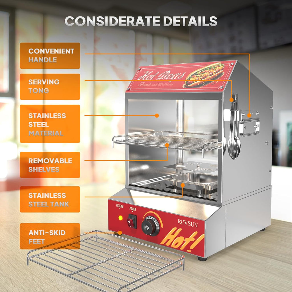 31.7QT 30L 2-Tier Hot Dog Steamer with Removable Shelves I270996