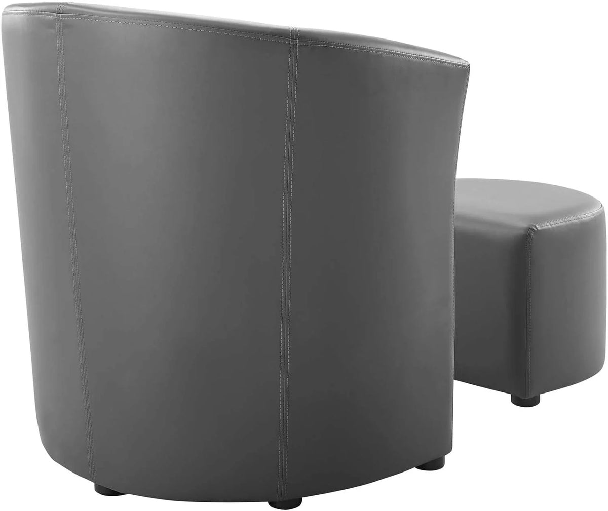 Gray Faux Leather Armchair And Ottoman Set E8685
