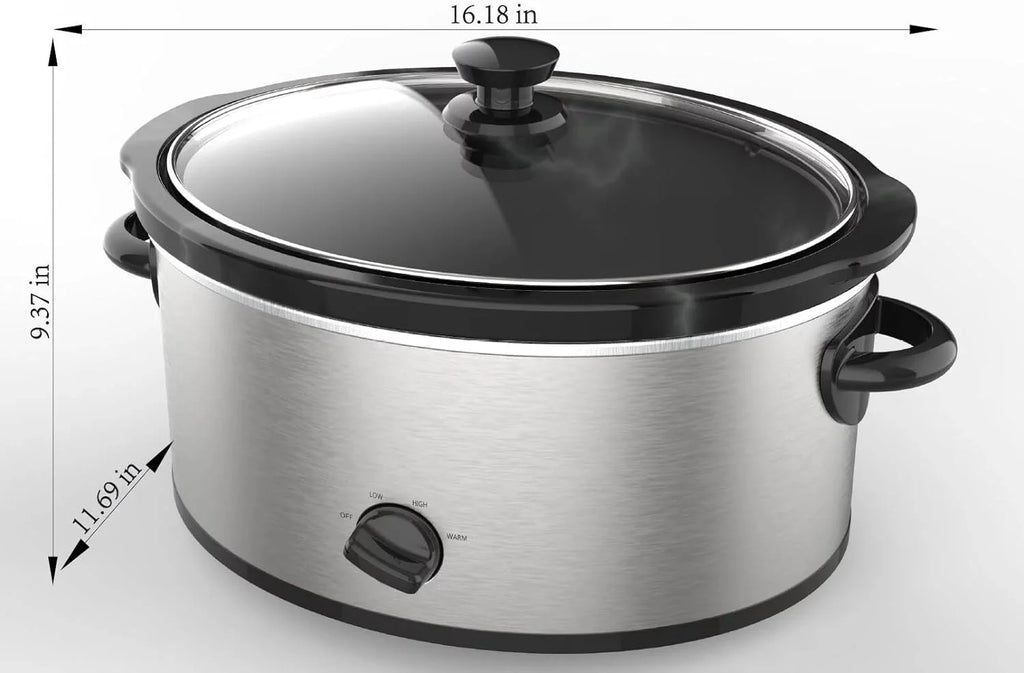 6 Quart Oval Stainless Steel Slow Cooker with Glass Lid U852