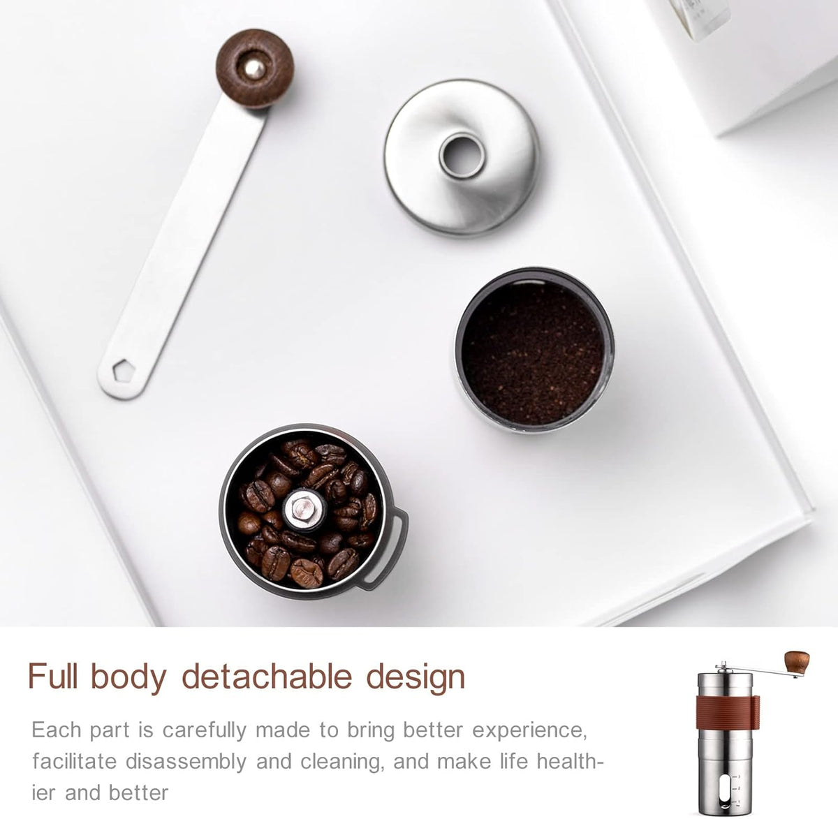 Portable Mini Stainless Steel Manual Coffee Grinder with Adjustable Settings P28282