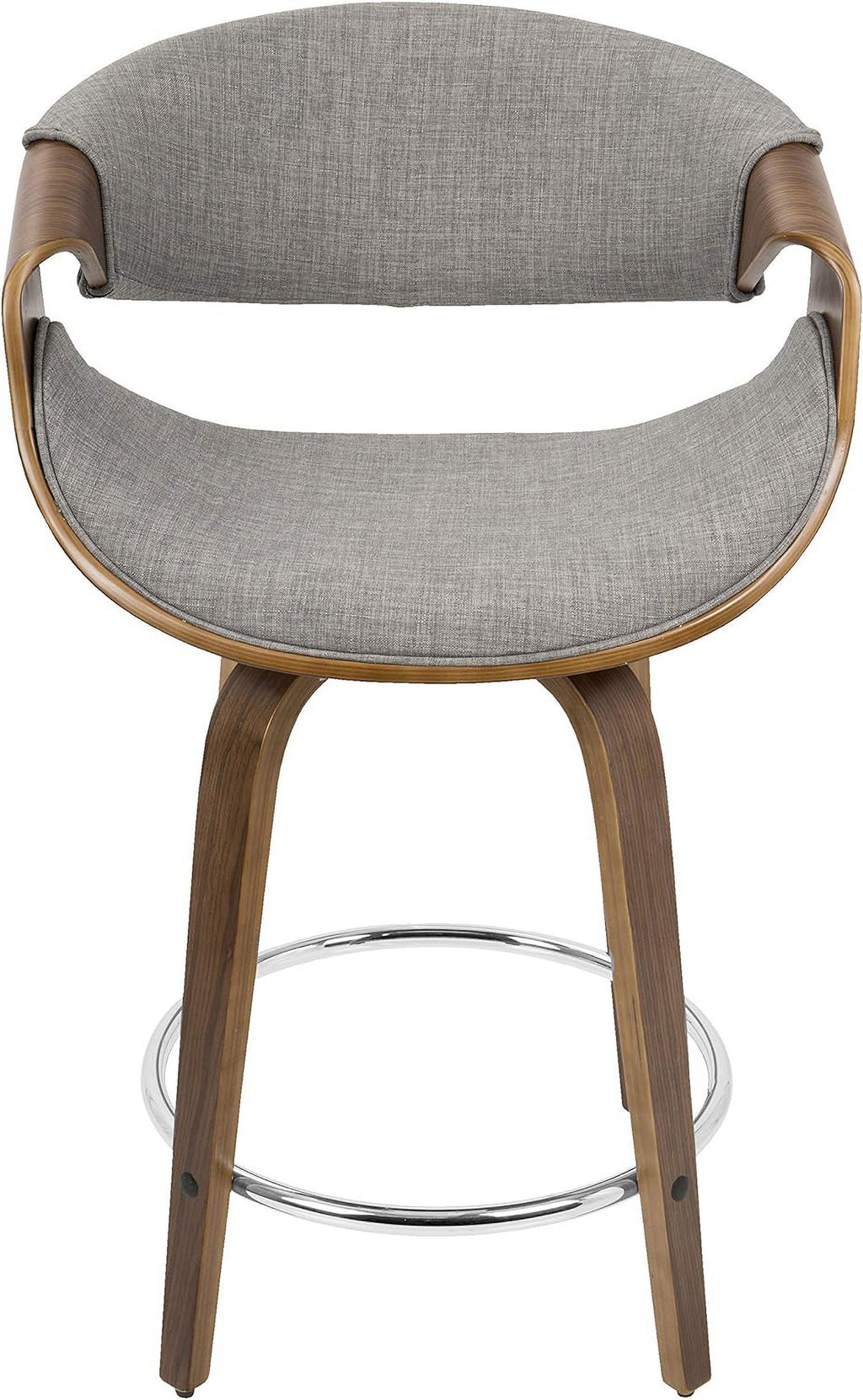 Set Of 2 Walnut Wood Light Grey Fabric Counter Stool D885
