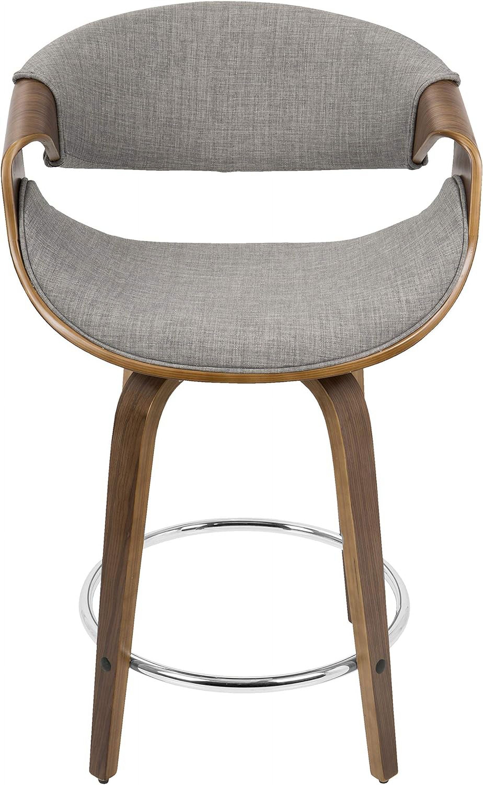 Set Of 2 Walnut Wood Light Grey Fabric Counter Stool D885