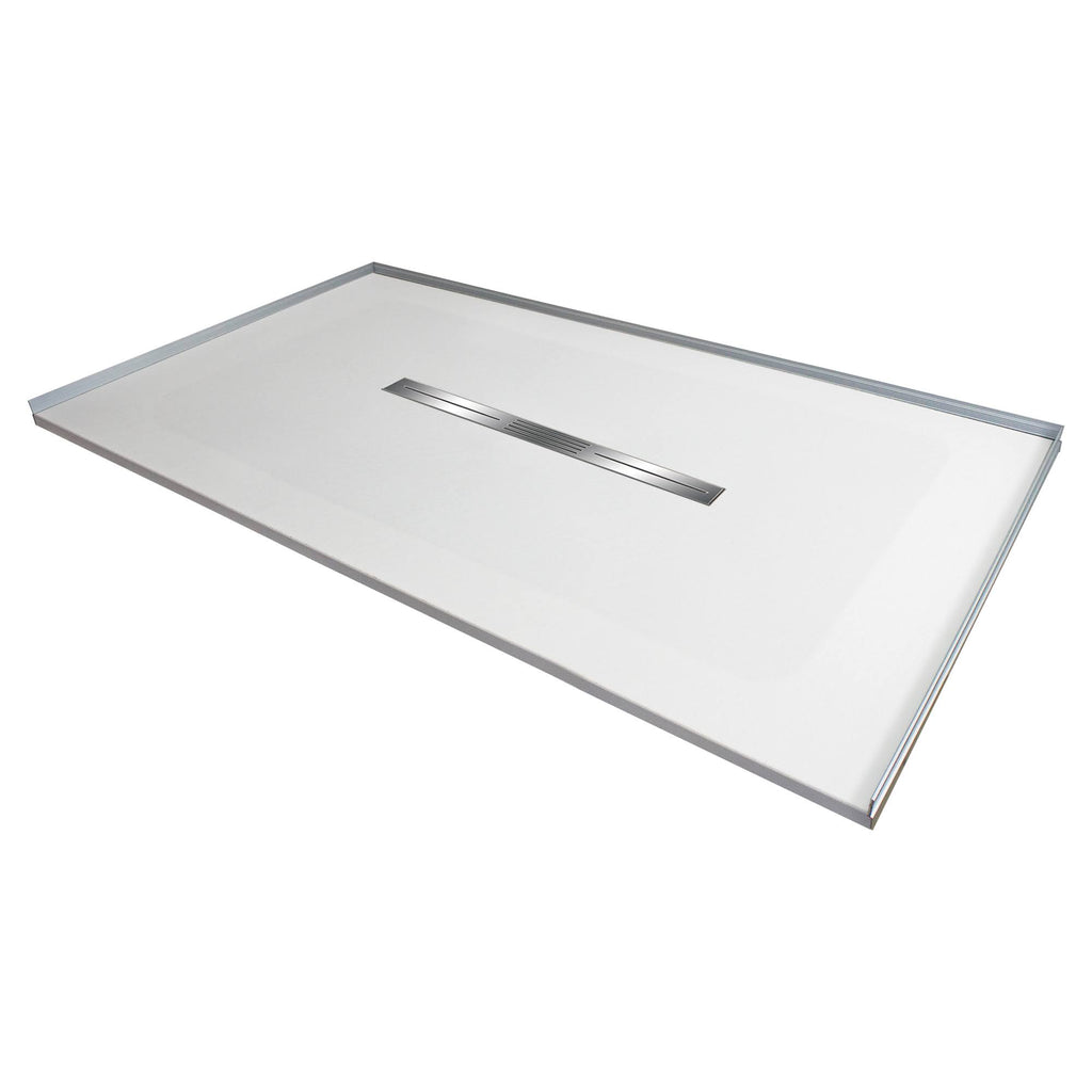 White 63-in Shower Base with Center Drain A95305