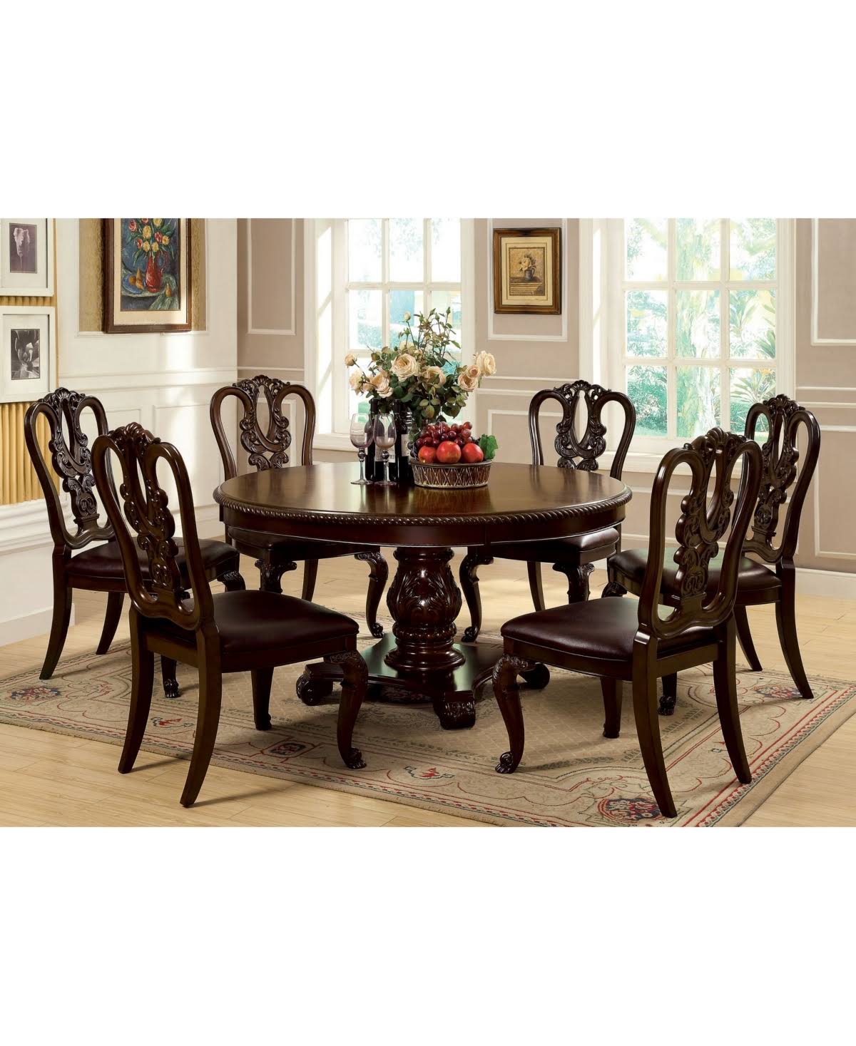 Carved Dining Chair (Set of 2) - Brown V4960