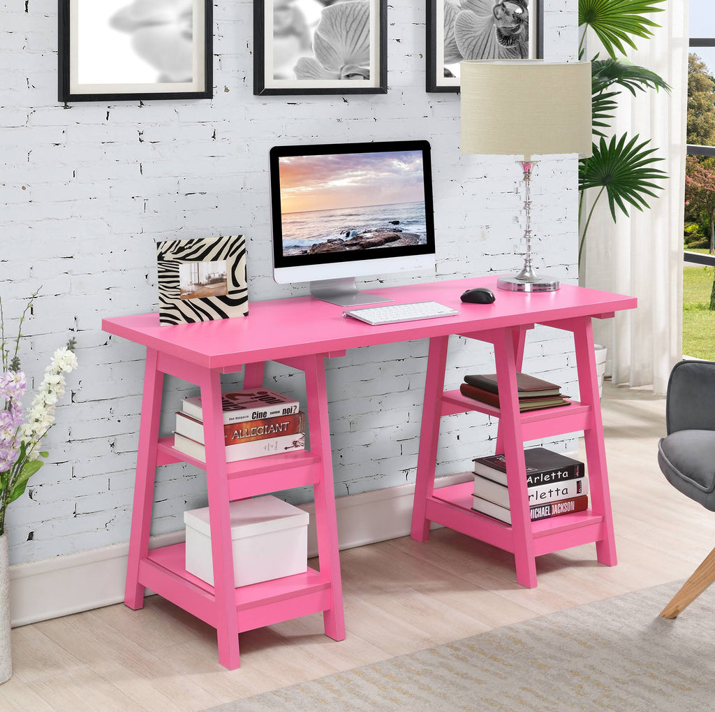 Pink Double Trestle Desk K9871