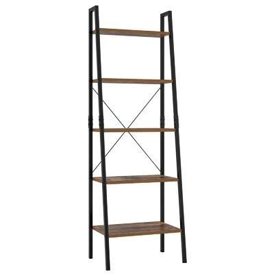 Rustic Brown Iron Ladder Bookcase P86845