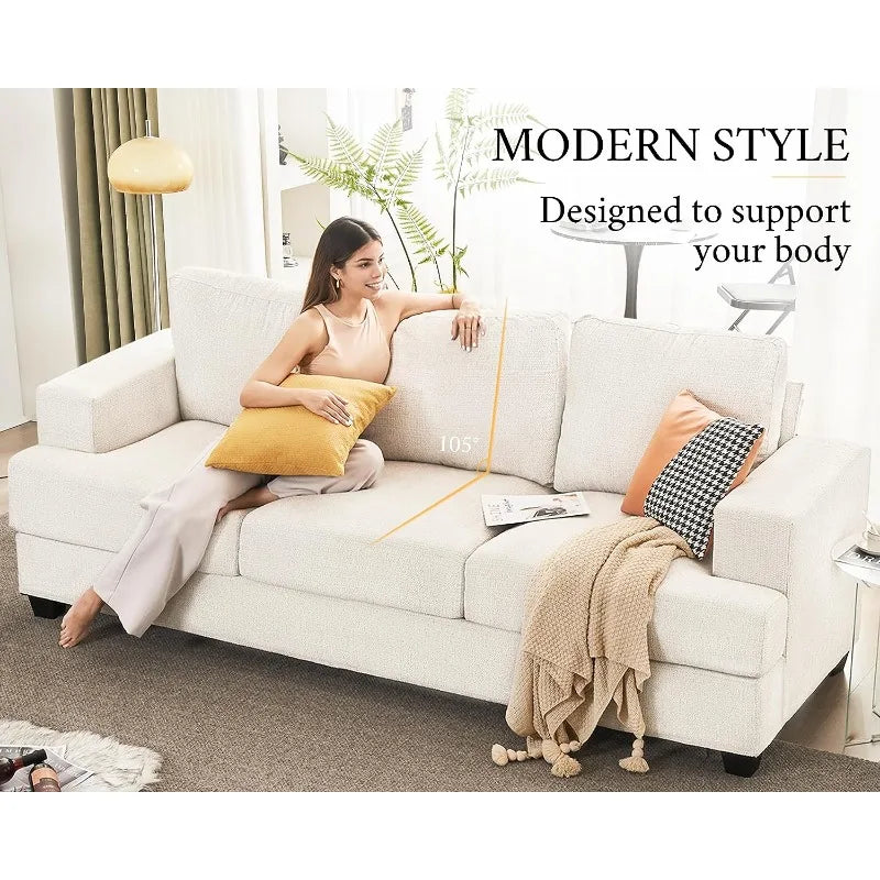 Beige Chenille 3 Seater Sofa Z73289