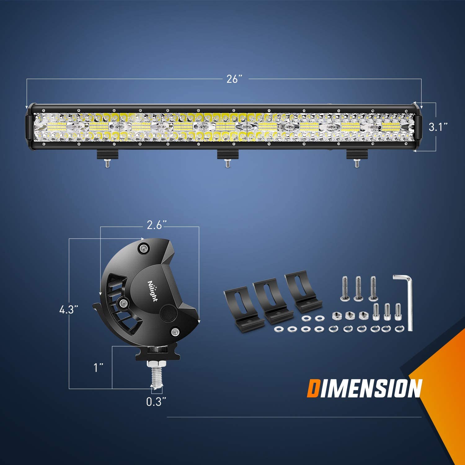 26Inch 540W Triple Row Bar 50000LM Flood Spot Combo Beam LED Off Road Lights Y165
