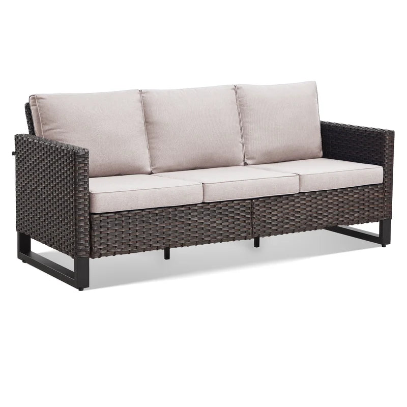 Beige 3-Seat Patio Sofa with Cushions A48238