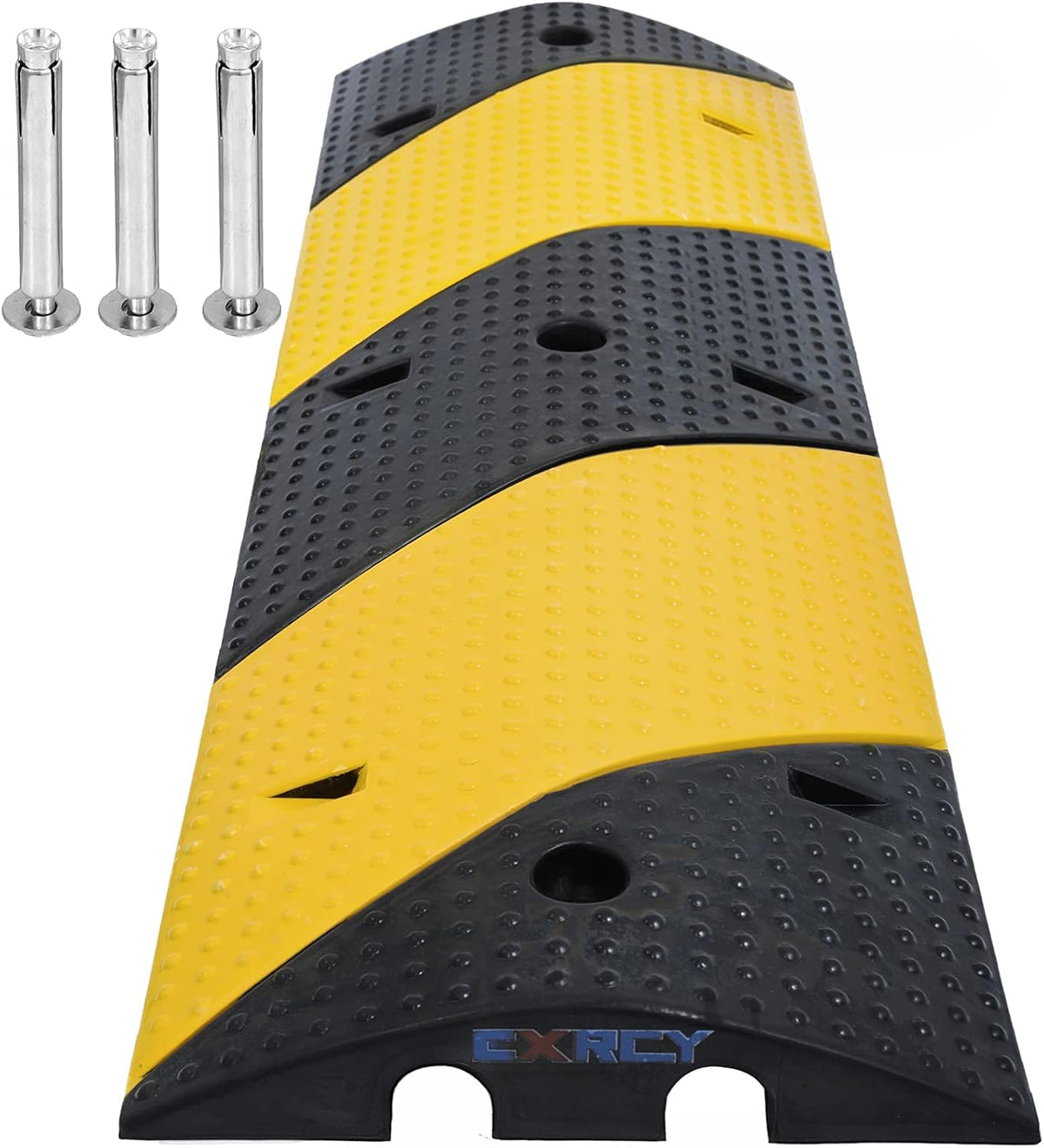 Rubber Speed Bumps 1 Pack 2-Channel Modular Heavy Duty Cable Protector Ramp with 3 Bolts ( 39.4 x 12 W x 2.4 H) G79934