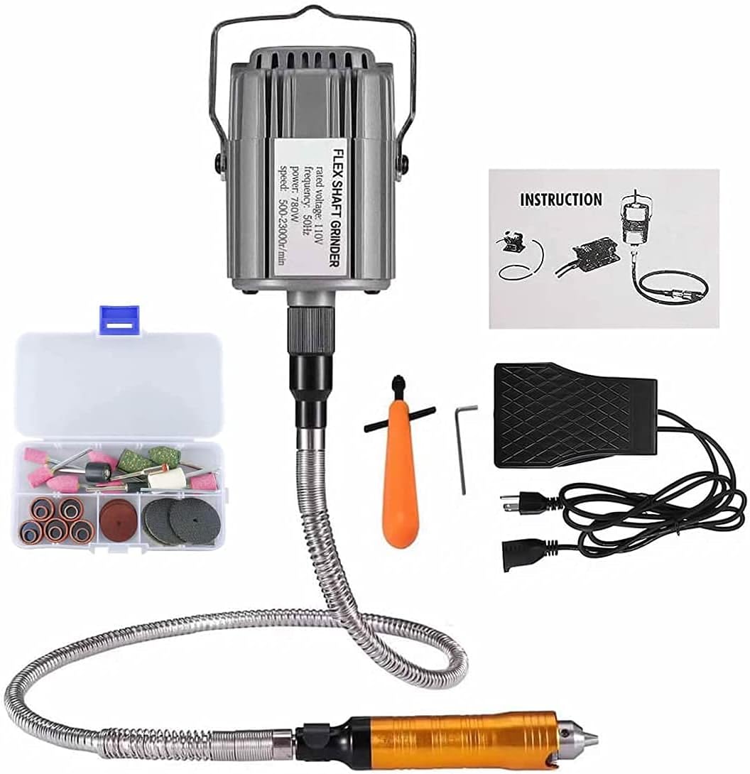 Flex Shaft Rotary Tool 780W 6.5MM Hanging Grinder Carver with Foot Pedal Control R435
