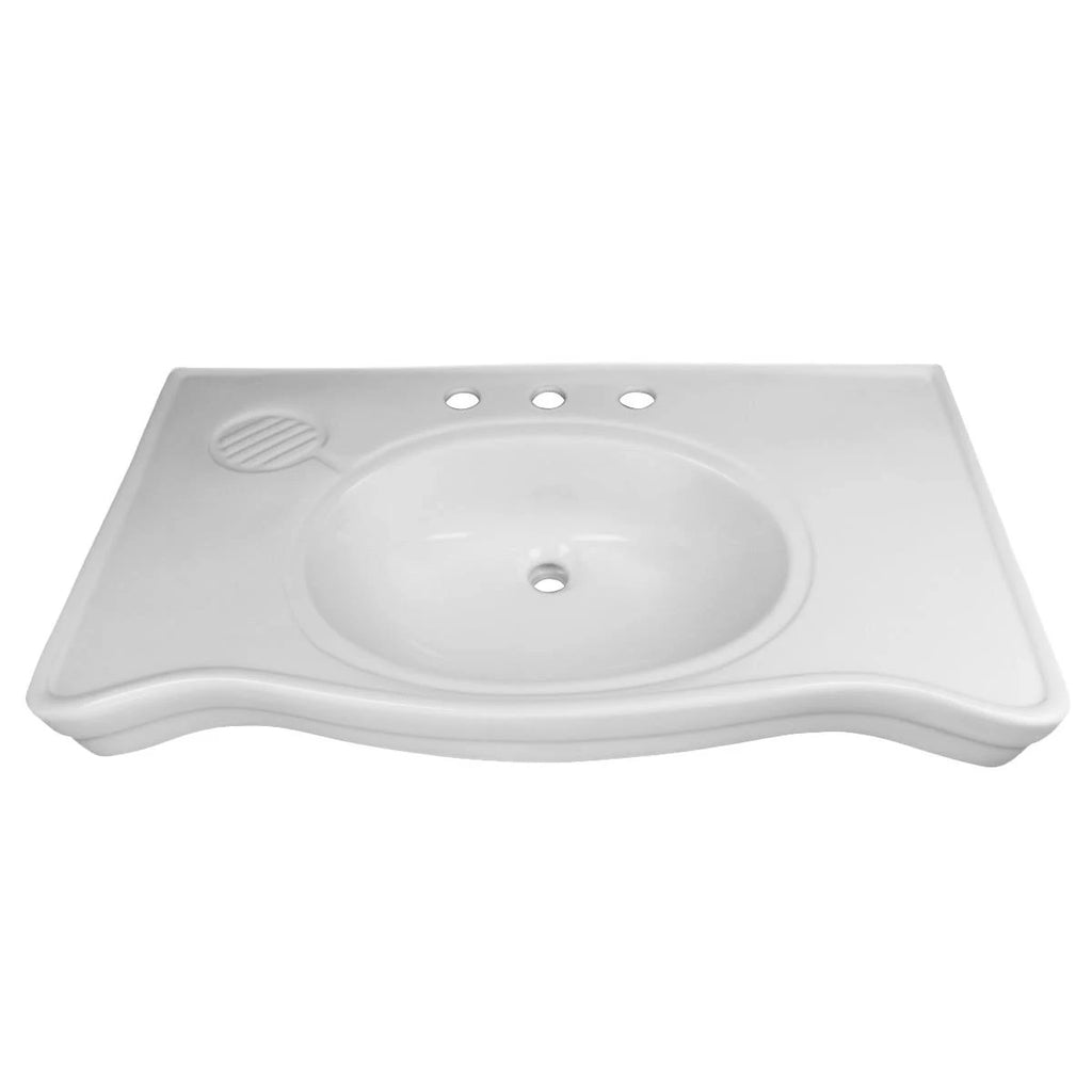 White Console Sink with Chrome Bistro Legs D9943
