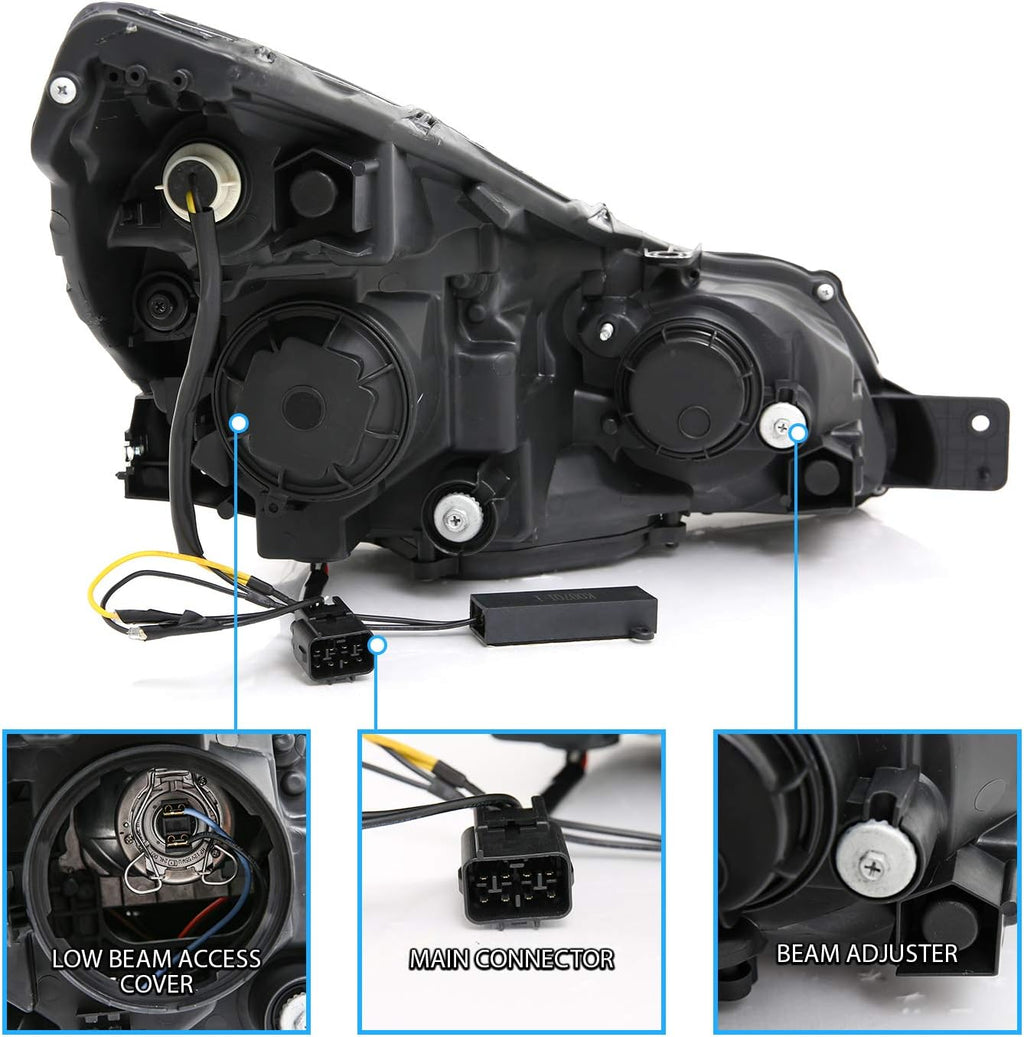 Black Dual LED Bar Projector Headlights Z933373