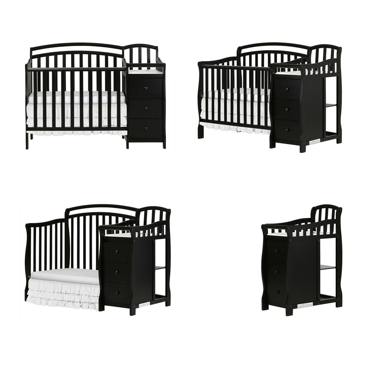 4-in-1 Mini Crib and Dressing Table Black K937