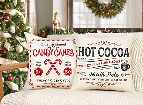 Red White 18x18 Set of 4 Christmas Throw Cushion Case D773926