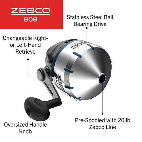 Silver Stainless Steel Spincast Fishing Reel, Size 80, Pre-spooled with 20-Pound Fishing Line H72599