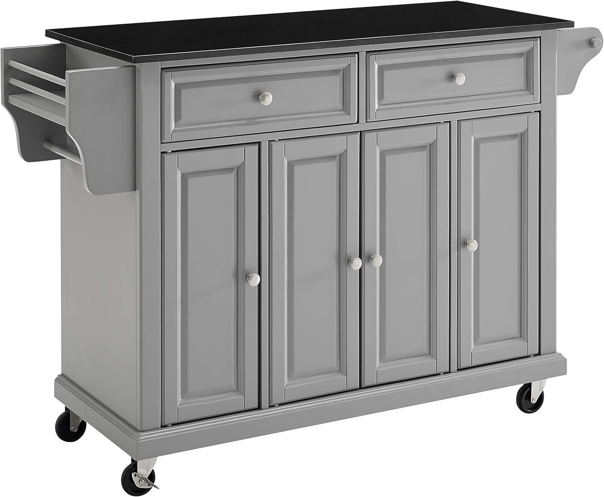 Full Size Kitchen Cart with Solid Black Granite Top W677549