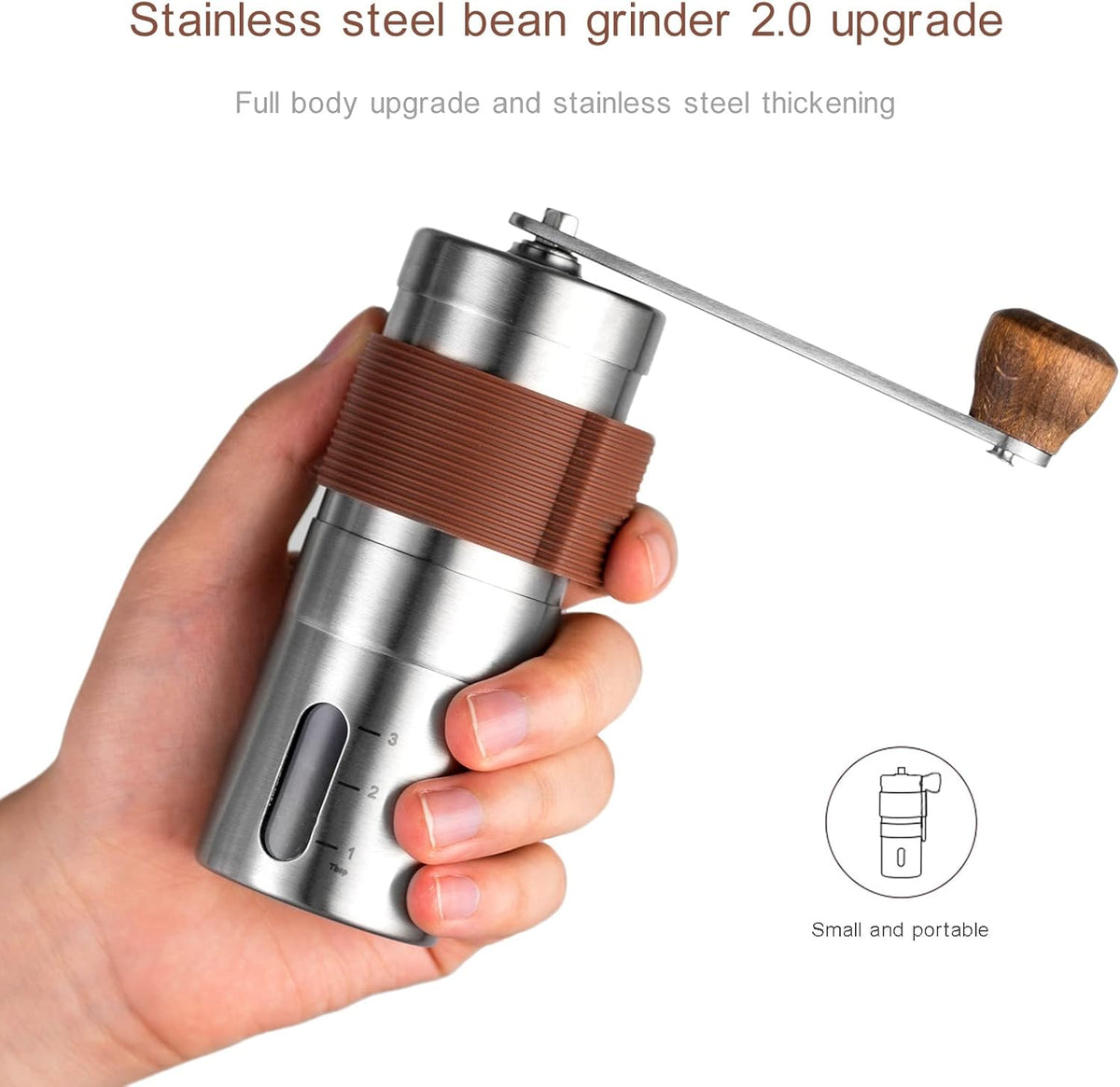 Portable Mini Stainless Steel Manual Coffee Grinder with Adjustable Settings P28282