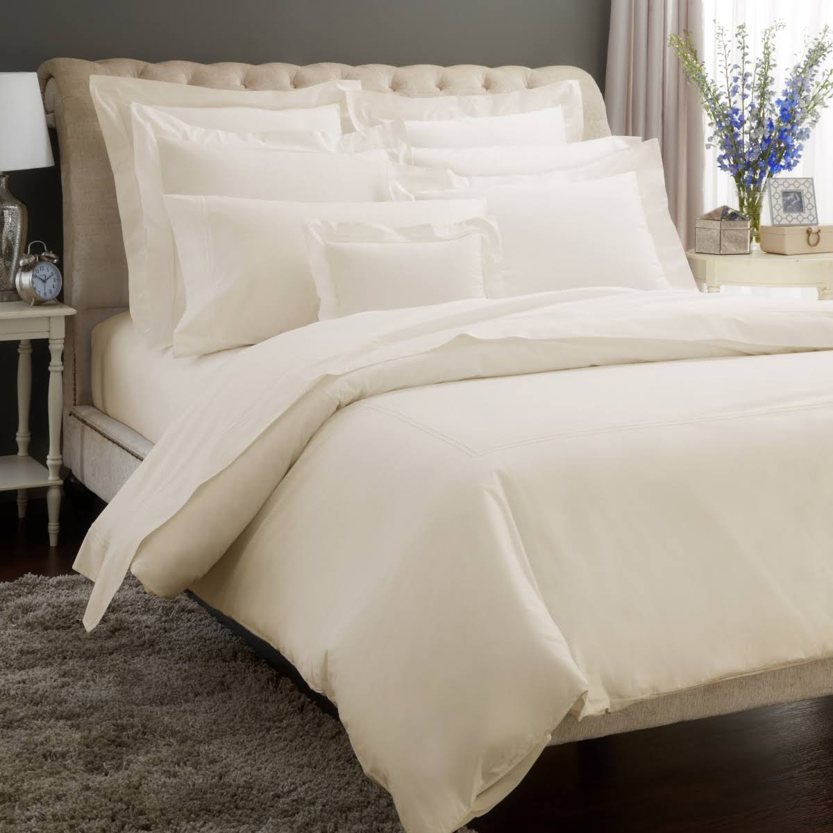 Full/Queen White/Blue Duvet Cover W3406