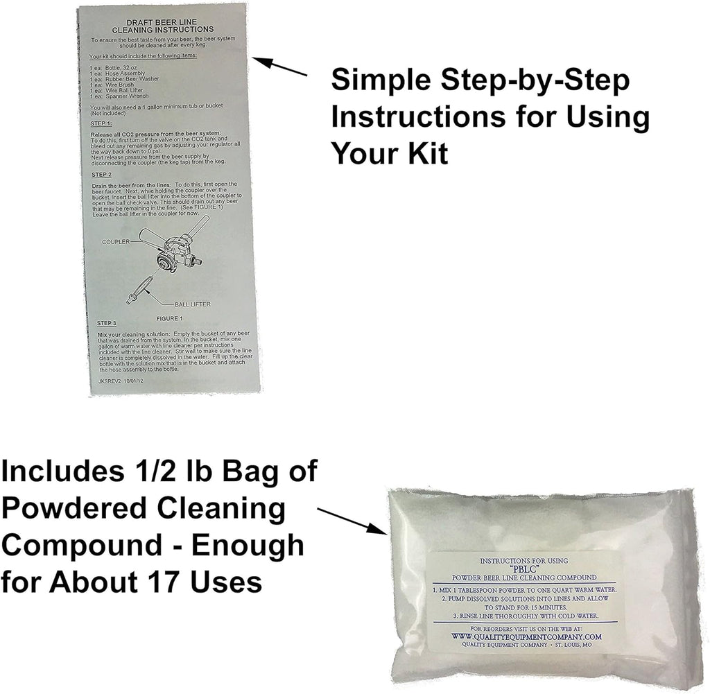 Beer Line Cleaning Kit with Powder Cleaning Compound Pack of 2 Y3185