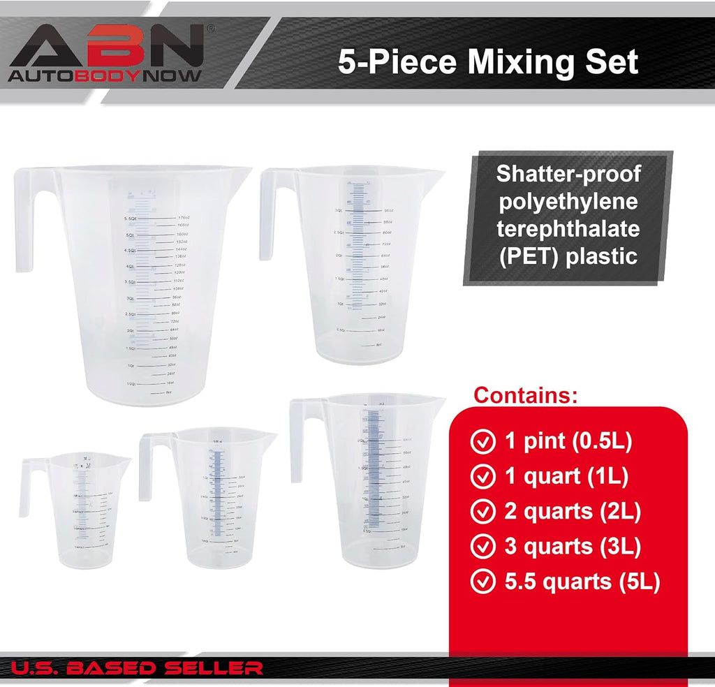 5 Piece Set of Graduated Plastic Mixing Pitchers Q7692