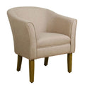 Cream and Brown Fabric Upholstered Wooden Accent Chair J320