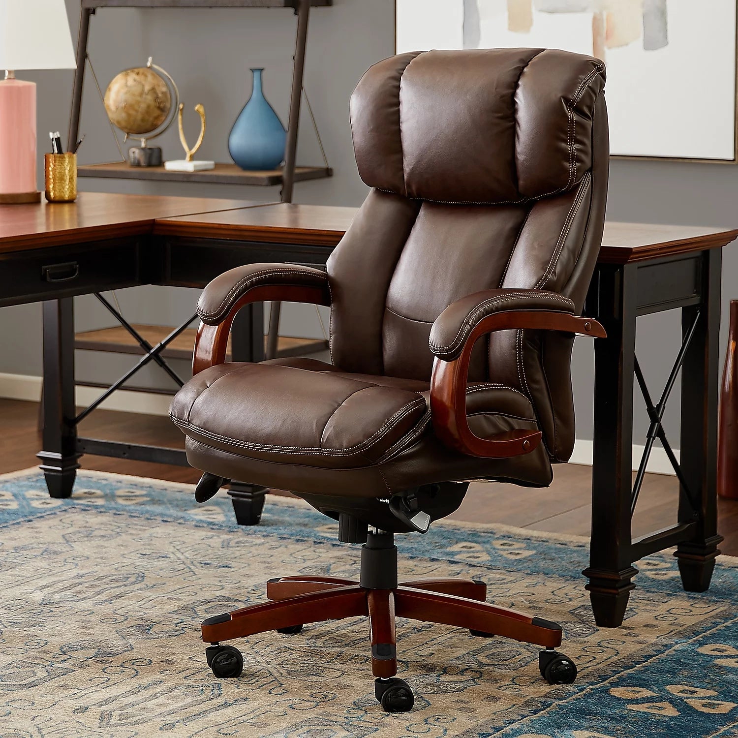 Biscuit Brown Faux Leather Ergonomic Executive Chair A684127
