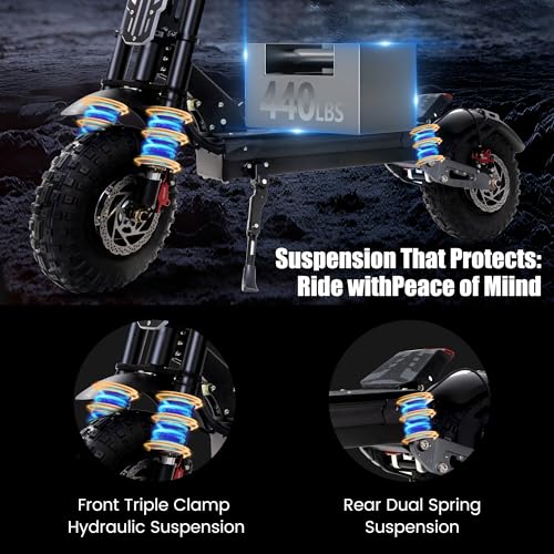 Electric Scooter 7000W Brushless Motor 60V 33Ah Li-Ion Battery 13" All Terrain Tires Full Suspension Adjustable Handlebar Height with Seat I10592