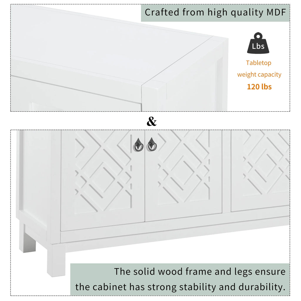 White 2-Door Storage Cabinet with Metal Legs and Adjustable Shelves O26619